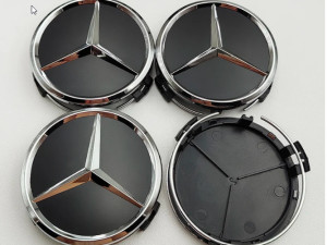 Mercedes čepovi za felge 4 komada 75mm CRNI