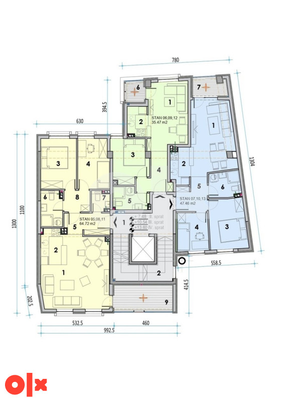 Stan Centar Banja Luka 47.46m2,64.72m2 i 67.36m2 3
