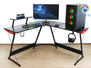 Office Gaming stol za računar kutni Carbon Black L Shape DOPER