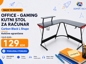 Office Gaming stol za računar kutni Carbon Black L Shape B2S
