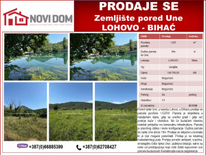 PRODAJE SE - Zemljište pored Une - LOHOVO - BIHAĆ