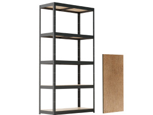 POLICA METAL/DRVO 180 X 90 X 40 cm/5 POLICA/ 875 kg BLACK FROZEN