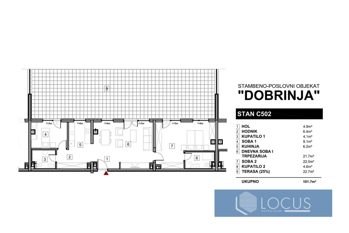 NOVOGRADNJA DOBRINJA! Trosoban stan, 102m2 15