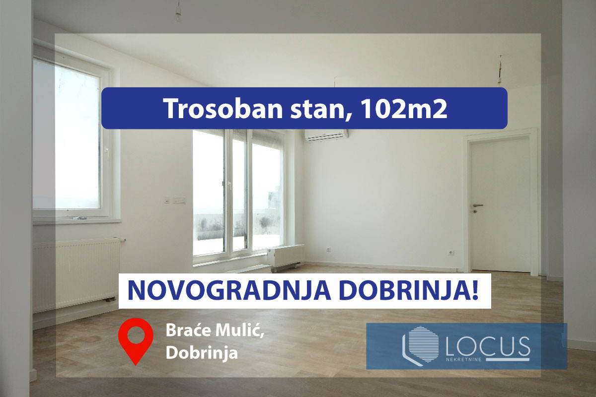 NOVOGRADNJA DOBRINJA! Trosoban stan, 102m2