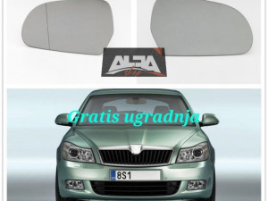 Skoda Octavia staklo ogledalo retrovizora 2009+ el