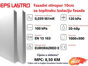 Fasadni stiropor F10 - cijena za kupovinu komplet sistema