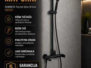 RUBINETA Tuš set Ultra-10 Crni 625123