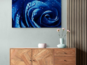 Canvas slika - Plava ruža sa kapljicama rose, cvijeće 60x40cm ...