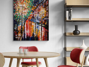 Gradska ulica noću, Ulje reprodukcija 50x60cm Jednodijelna