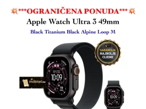 Apple Watch Ultra 3 49mm Black Titanium Alpine Loop M AKCIJA