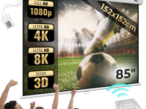 Projekcijsko platno za projektor, 152 x 152 cm, sa motorom