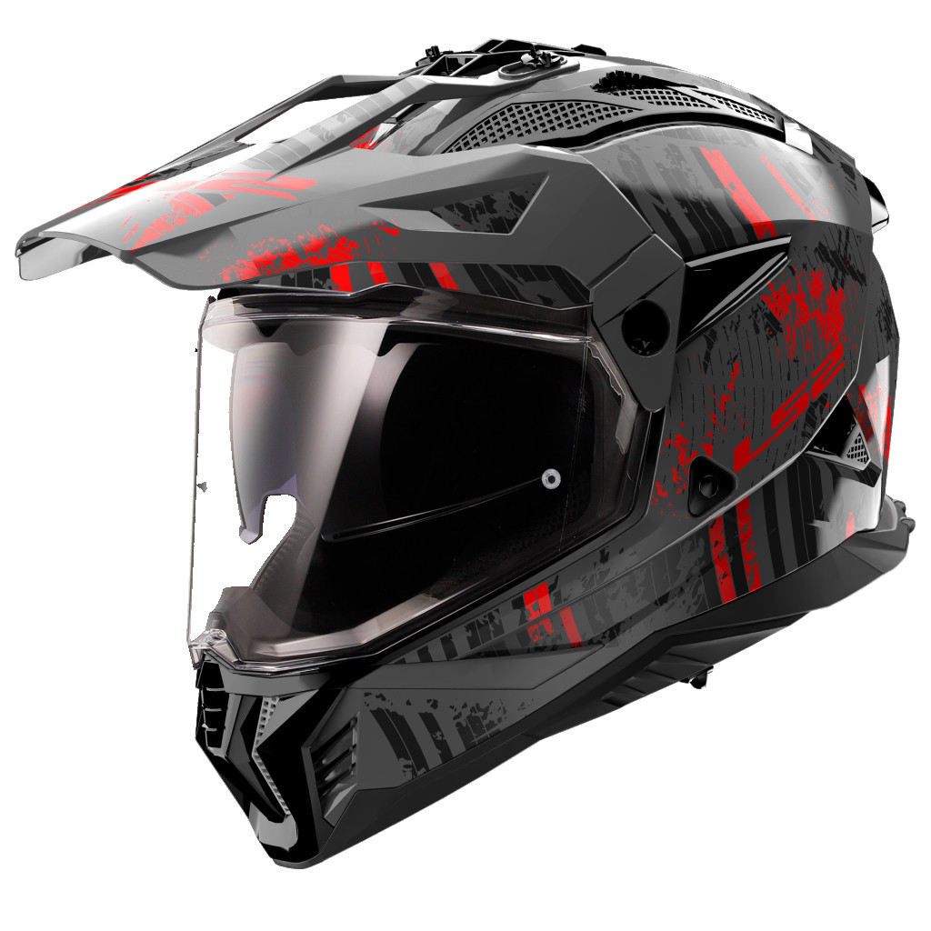 KACIGA LS2 MX702 PIONEER II CRAZY MATT BLACK RED ATV QUAD