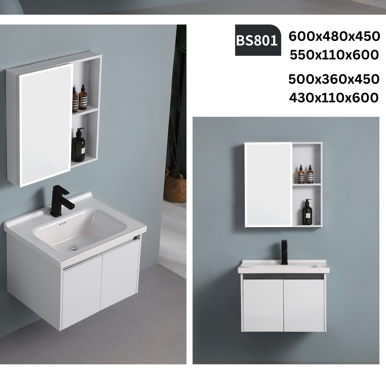 BS801-60 KUPAONIČKI SET D+G DIO + UMIVAONIK 60cm