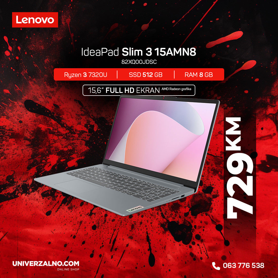 Laptop Lenovo IdeaPad Slim 3 R3/8G/512SSD/15,6" FHD