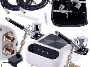 Set Kompresor i 2 kom Airbrush White Za Crtanje Farbanje AutoStop