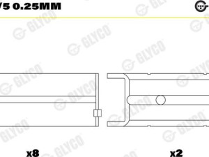 H982/5 0.25mm ležajevi radilice opel 2.0 1.8 2.0