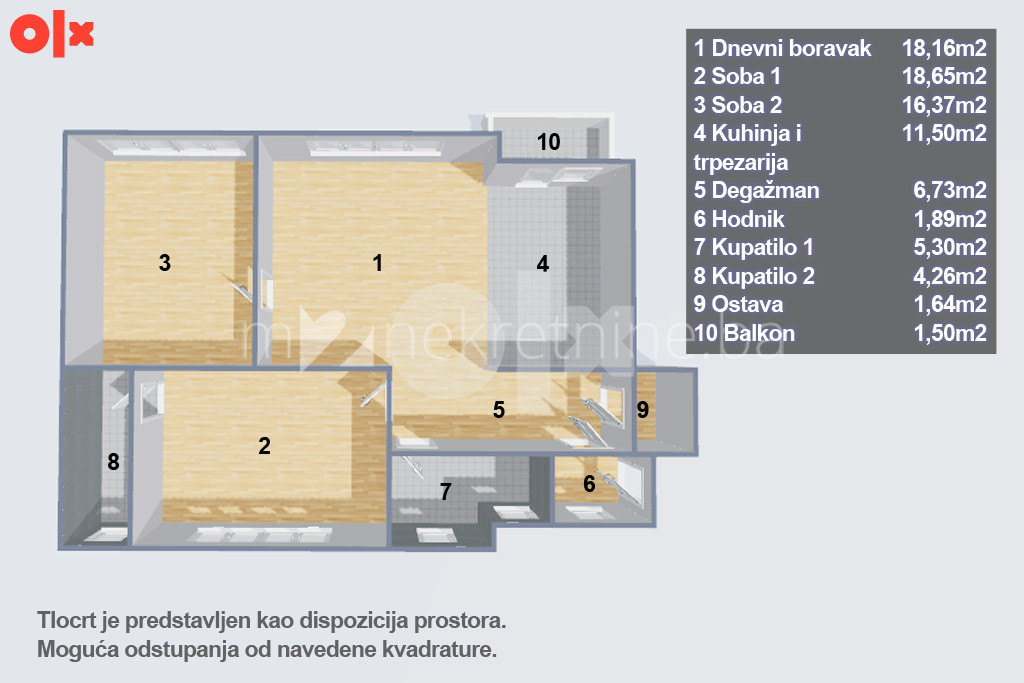 m2: Centar / Trosoban stan 86m2 / 1sp / parking 23