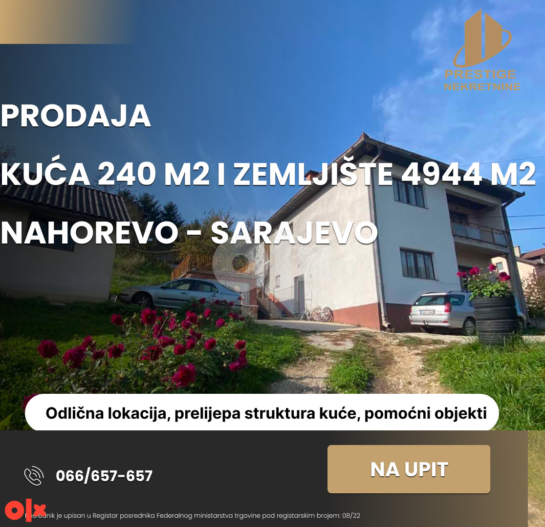 Kuća 240 m3 i zemljište 4944 m2 - Nahorevo/Sarajevo