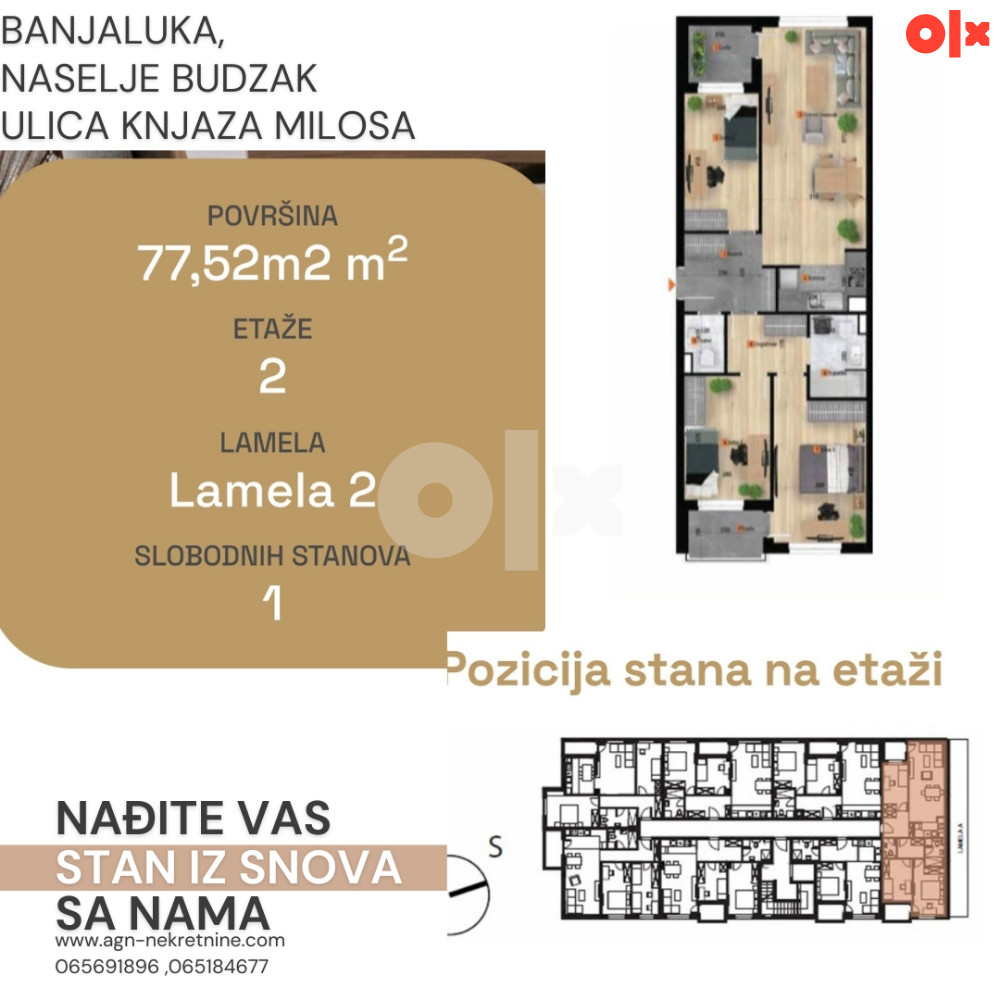 Stan u izgradnji BL, Lazarevo 77m2 3