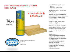 Isover FORTE 140 mm - staklena vuna u rolni (0,034W/mK)