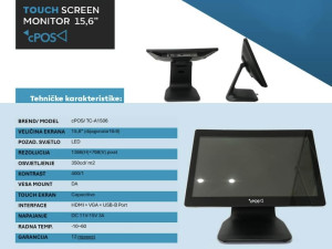 Monitor 15.6" Touch 10 points 1366x768