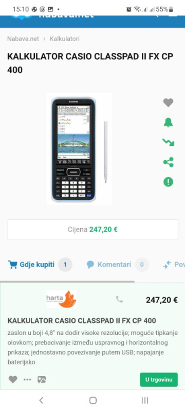 CASIO ClassPad II Pro Grafički Kalkulator Digitron TouchScreen