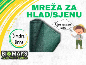 Mreža za hlad sjenu protivgradna 95% GUSTINA 3 metra širine