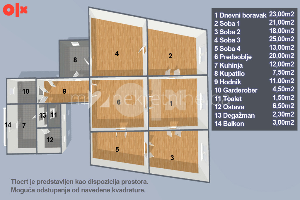 m2: Ferhadija / petosoban salonski stan 170m2 / 3. sp 20