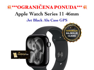 Apple Watch Series 11 46mm Jet Black Alu Black Sport Band S/M GPS