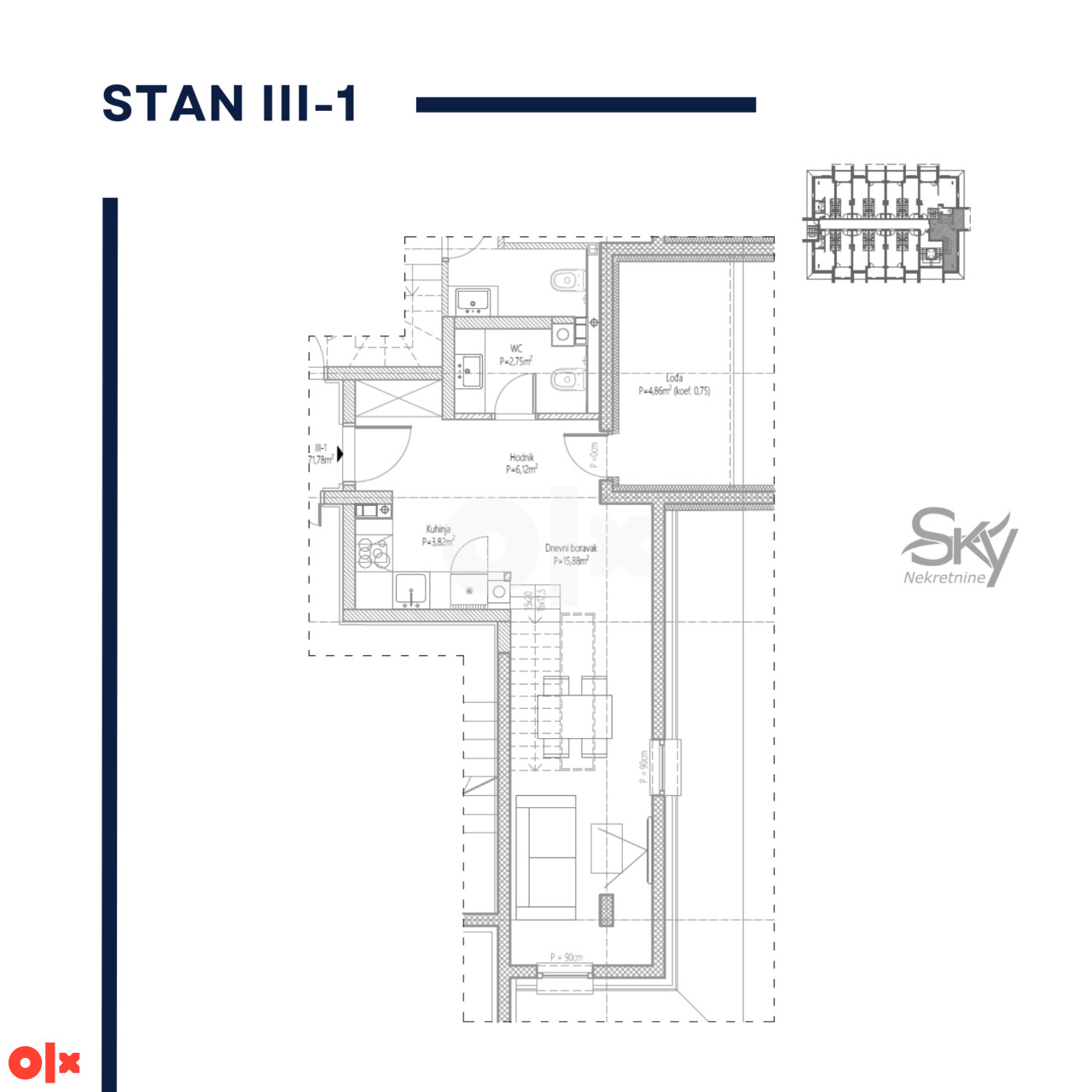 APARTMANI BJELAŠNICA, BABIN DO -  71.78m2
