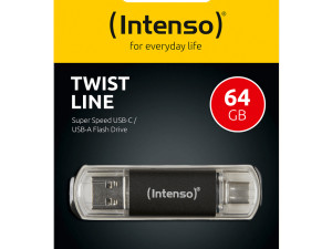 USB Flash drive 64GB USB 3.2, USB-C, USB-A, Twist Line