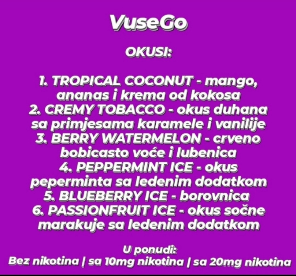 NOVI VUSE GO BOX, VUSE GO PEN 1000, VUSE GO 700, VELO - Elektrine cigarete  - OLX.ba