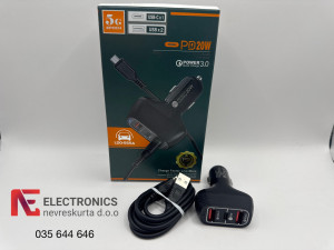 Auto punjač PD 20W USB  Type-C sa micro kablom-Veleprodaja