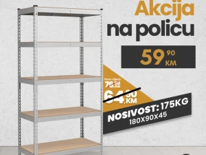 REGAL - 5 POLICA 180x90x45 nosivost 175 kg/polica