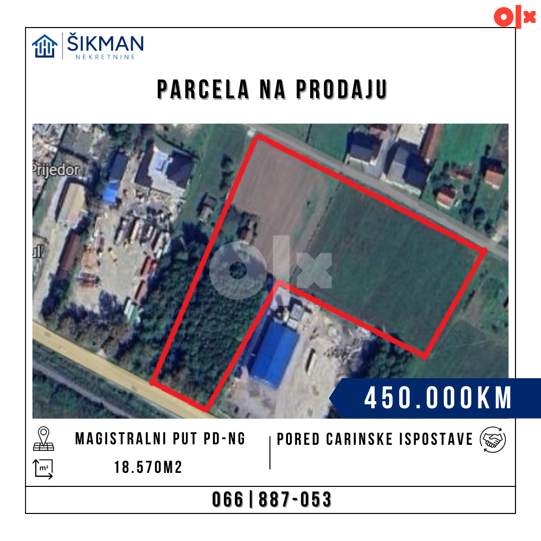 Plac na prodaju, Prijedor 18570m2, Pored carine 2