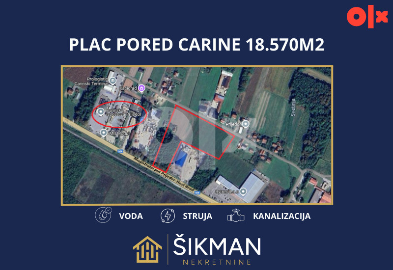 Plac na prodaju, Prijedor 18570m2, Pored carine