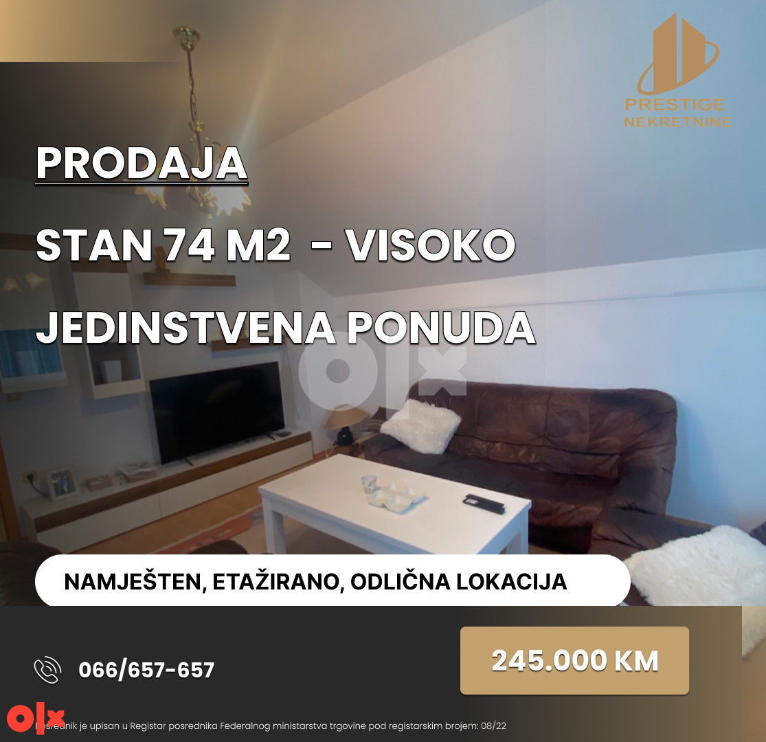 Stan 74m2 - Centar/Visoko - JEDINSTVENA PONUDA