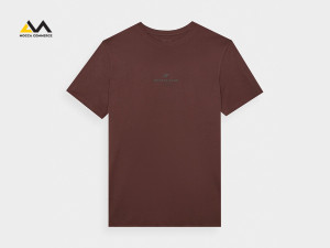 4F Majica T-shirt With Print Brown WAW24TTSHM1585-80S