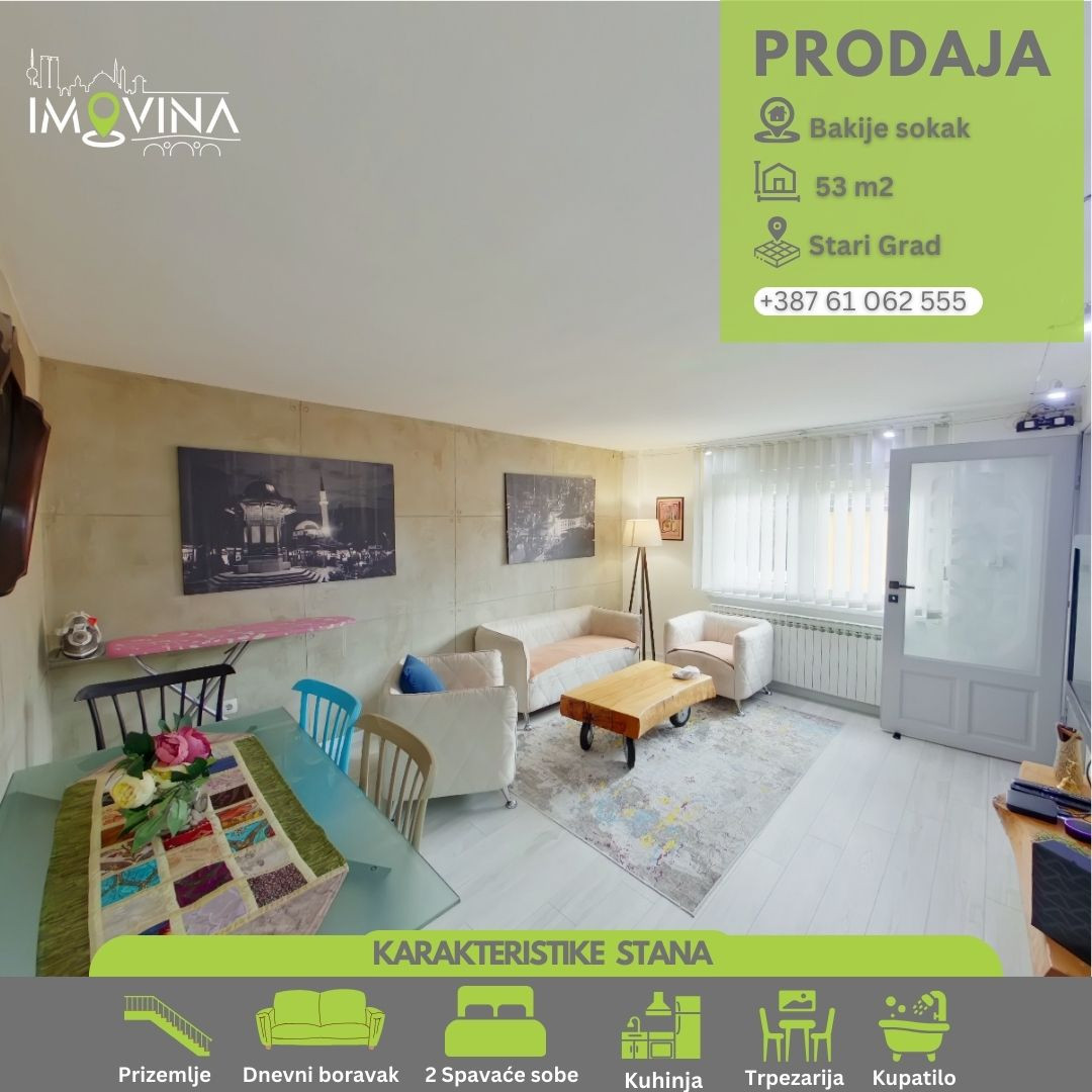 100834 Trosoban stan i 2 parking mjesta 53m2 Stari Grad