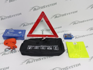 Set obavezne opreme za vozilo prsluk trokut prva pomoć sajla uže