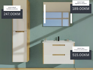 Kupatilski namještaj 75cm GOLDY - ormarić vertikala ogledalo