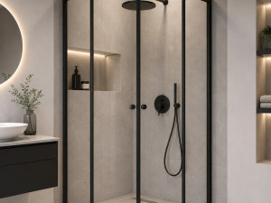 TUŠ KABINA CRNA POLUKRUŽNA 90 X 90 X 190 K1062