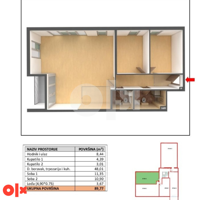 Centar , Mejtas , Useljivo , 89 m2, trosoban stan, prodaja! 14