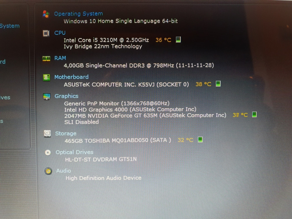 Asus K55VJ/4GB Ram-a/500GB HDD