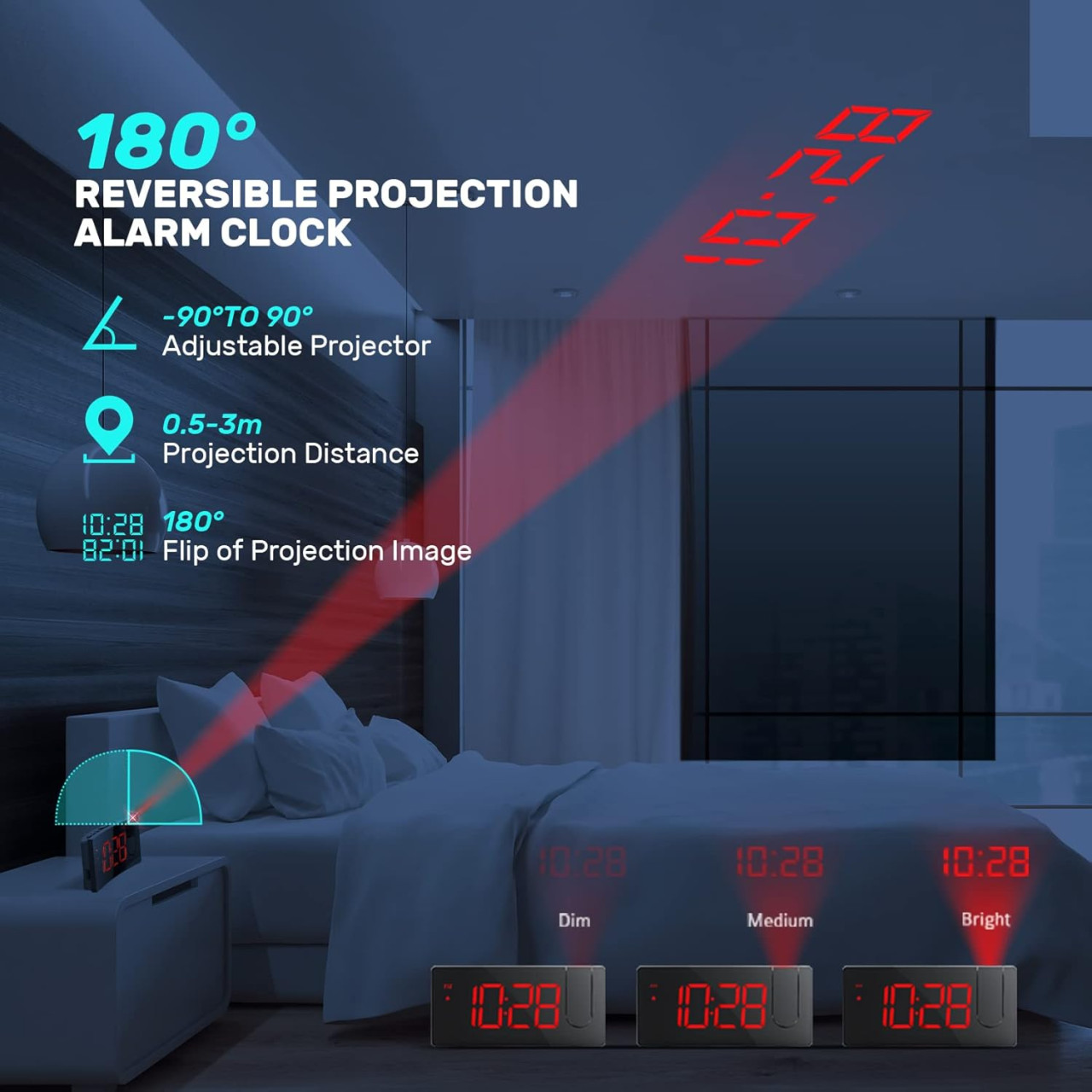 LED digitalni sat budilnik sa projektorom vremena