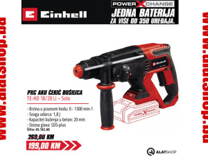 Einhell aku čekić bušilica PXC SDS Plus TE-HD 18/20 Li  Solo