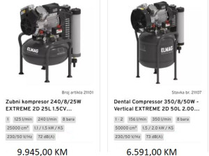 DENTALNI STOMATOLOŠKI MEDICINSKI BEZULJNI KOMPRESOR