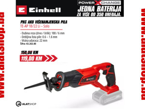 Einhell aku recipročna pila lisičji rep PXC TE-AP 18/22 Li Solo