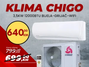 Klima inverter 3,50kW CHIGO 12000BTU Wi-Fi 12-ka Grijač