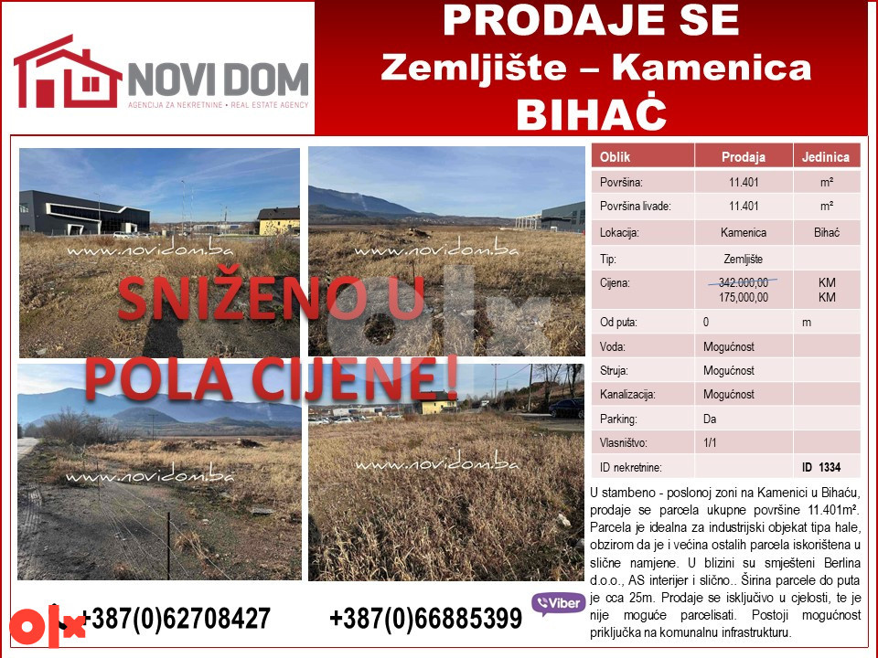SNIŽENO U POLA CIJENE - Zemljište - KAMENICA - BIHAĆ